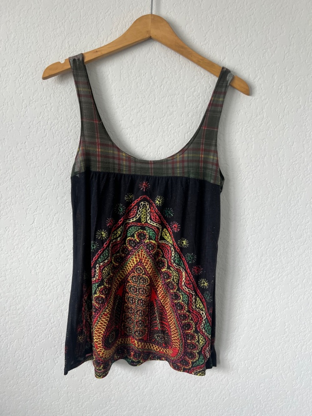 Vintage Kimchi Blue Black Multi-Color Boho Print Tank